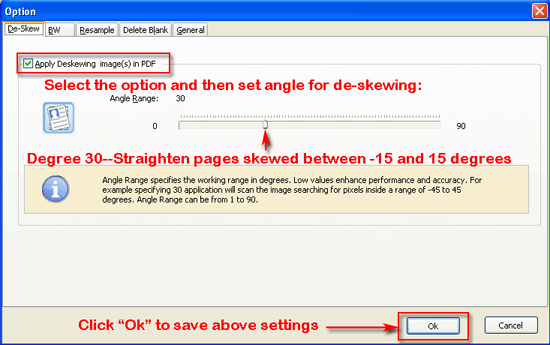 a-pdf scan optimizer deskew setting